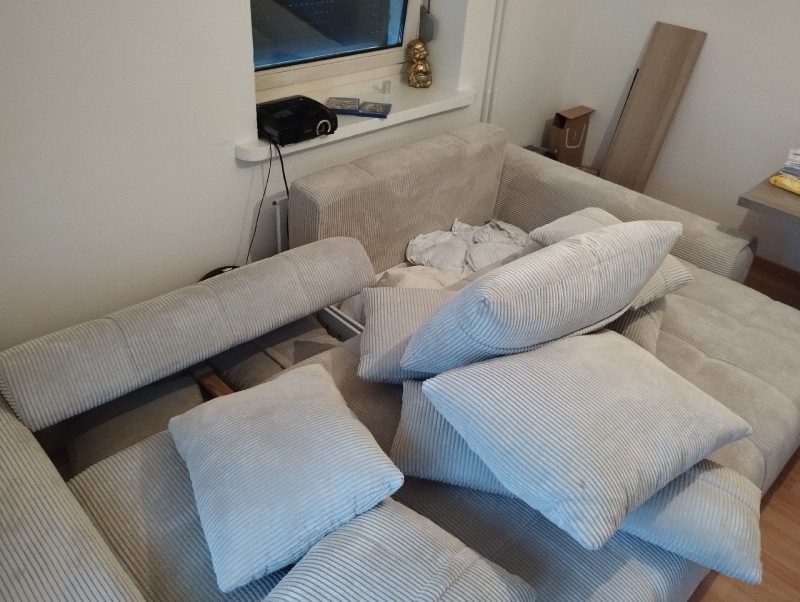 Auf der zerlegten Couch in Lauwil koennen Hinweise auf Bettwanzen einen Einsatz des Kammerjaegers notwendig machen.