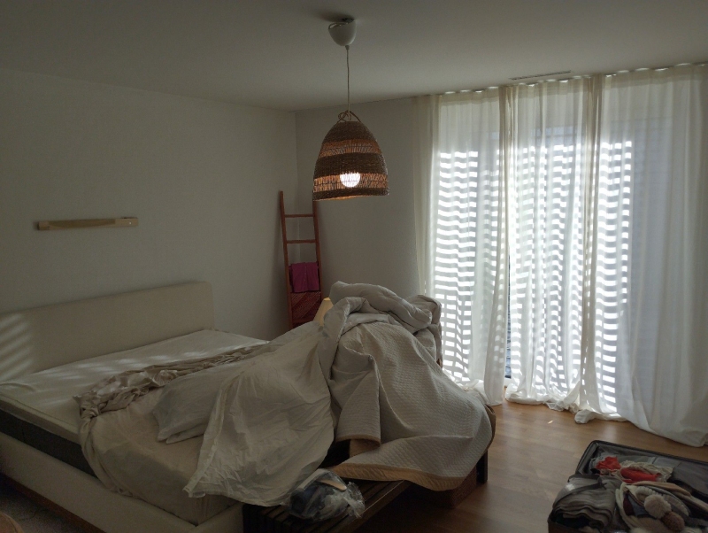 Im Schlafzimmer in Maisprach weist das unordentliche Bett auf moeglichen Befall durch Bettwanzen hin, was den Einsatz eines Kammerjaeger erfordert.
