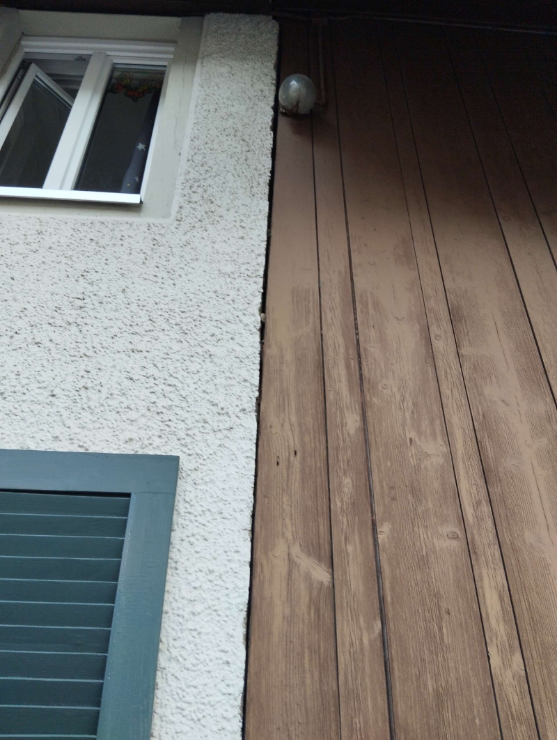 Am Fassadenuebergang eines Hauses in Arisdorf sitzt ein Hornissennest, dessen Entfernung den Einsatz eines Kammerjaegers notwendig macht.