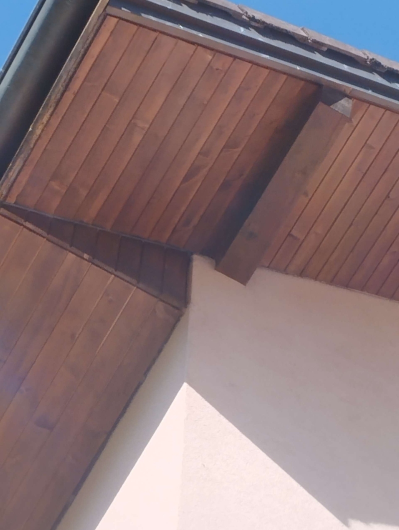 Unter dem Dachvorsprung eines Hauses in Bubendorf deutet der geschuetzte Winkel auf moeglichen Bedarf fuer einen Kammerjaeger hin.