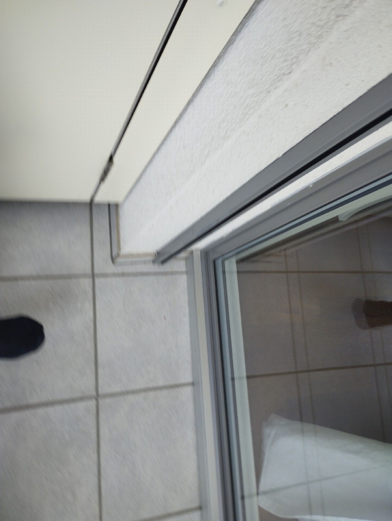 Am Fensterrahmen in Liesberg deutet eine geschuetzte Nische auf ein moegliches Hornissennest hin, dessen Lage den Einsatz eines Kammerjaegers sinnvoll macht.