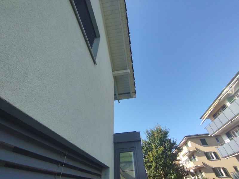 Unter dem Dachvorsprung eines Hauses in Seltisberg liegt ein verborgenes Hornissennest, das einen Kammerjaeger im Ort notwendig macht.