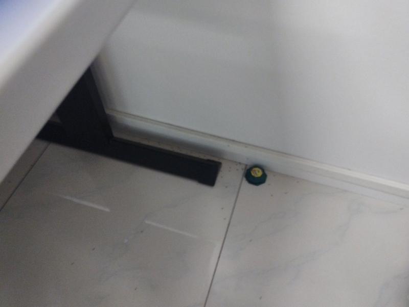 Ein Kammerjaeger stellt in Aesch eine kleine Koederstation gegen Ameisen an der Wandkante auf, waehrend zahlreiche Insektenspuren auf dem hellen Boden sichtbar sind.
