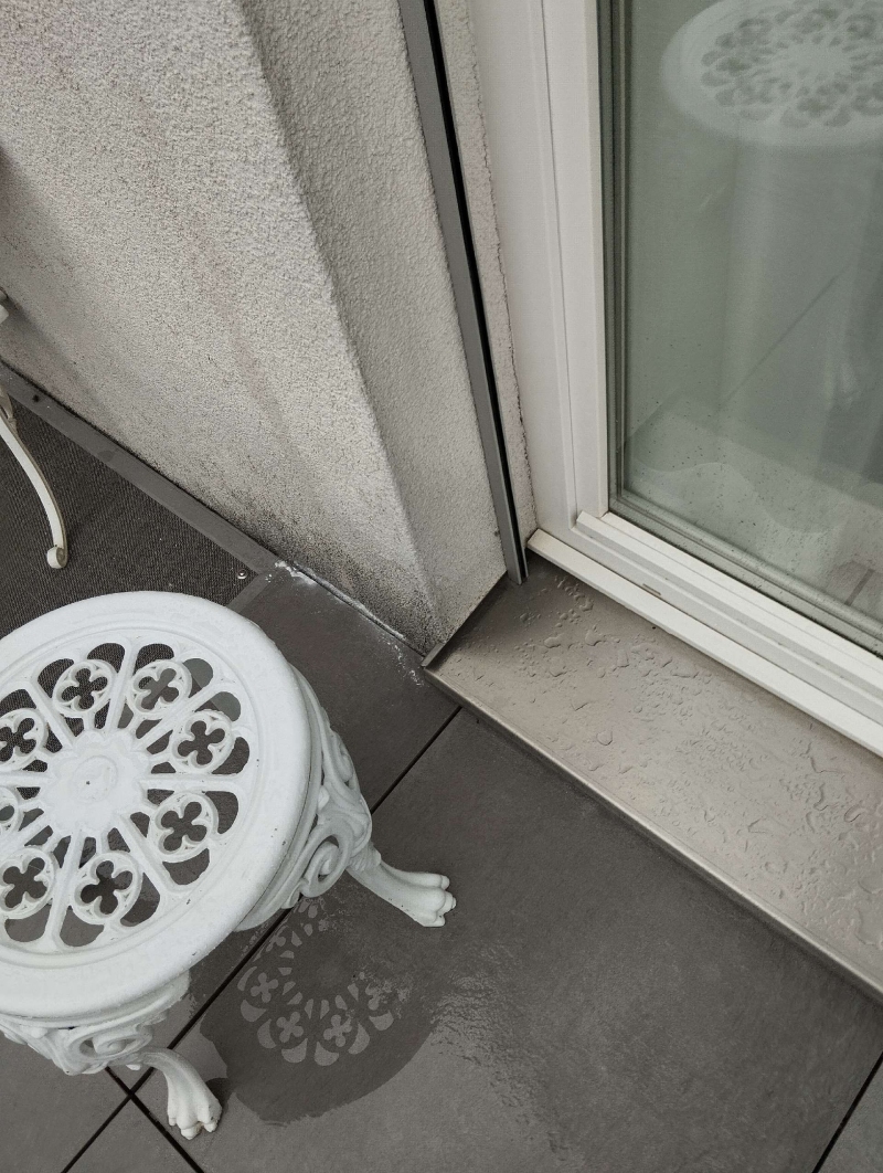 Am unteren Fensterrand einer Terrasse in Nenzlingen koennen feine Bewegungen auf Ameisen hindeuten, deren Eindringen ein Kammerjaeger fachgerecht verhindern kann.